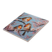 Robins en kersenbloesems tegeltje (Zijkant)