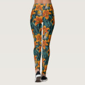 Robins en leliebloemen, sinaasappel en blauw leggings (Achterkant)