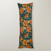 Robins en leliebloemen, sinaasappel en blauw lichaamskussen (Achterkant (Verticaal))