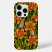 Robins en leliebloemen, sinaasappel en donkergroen Case-Mate iPhone case (Achterkant)
