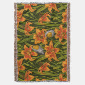 Robins en leliebloemen, sinaasappel en donkergroen deken (Voorkant Verticaal)