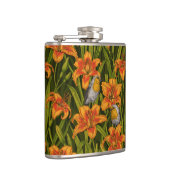 Robins en leliebloemen, sinaasappel en donkergroen heupfles (Rechts)