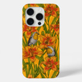 Robins en leliebloemen, sinaasappel en groen Case-Mate iPhone case (Achterkant)