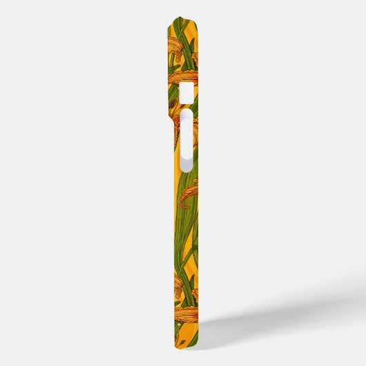 Robins en leliebloemen, sinaasappel en groen Case-Mate iPhone case (Achterkant / Links)