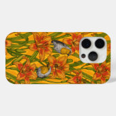 Robins en leliebloemen, sinaasappel en groen Case-Mate iPhone case (Achterkant (horizontaal))