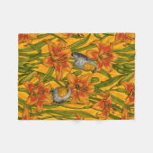 Robins en leliebloemen, sinaasappel en groen fleece deken (Voorkant (Horizontaal))