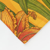 Robins en leliebloemen, sinaasappel en groen fleece deken (Hoek)