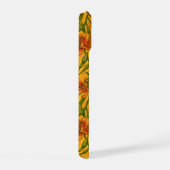 Robins en leliebloemen, sinaasappel en groen iPhone 15 case (Rechterkant)