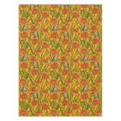 Robins en leliebloemen, sinaasappel en groen tafelkleed (Voorkant)