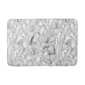 Robins en leliebloemen, zwart en wit badmat (Voorkant)