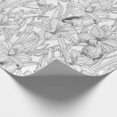 Robins en leliebloemen, zwart en wit cadeaupapier (Hoek)