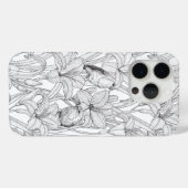 Robins en leliebloemen, zwart en wit Case-Mate iPhone case (Achterkant (horizontaal))
