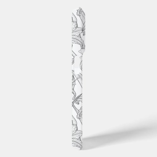 Robins en leliebloemen, zwart en wit Case-Mate iPhone case (Achterkant / Rechts)