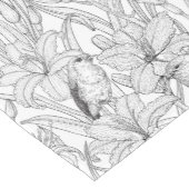 Robins en leliebloemen, zwart en wit korte tafelloper (Hoek)