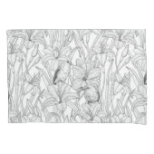 Robins en leliebloemen, zwart en wit kussensloop (Voorkant-Links)