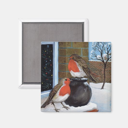 Robins in de sneeuw magneet (Voorkant / Achterkant)