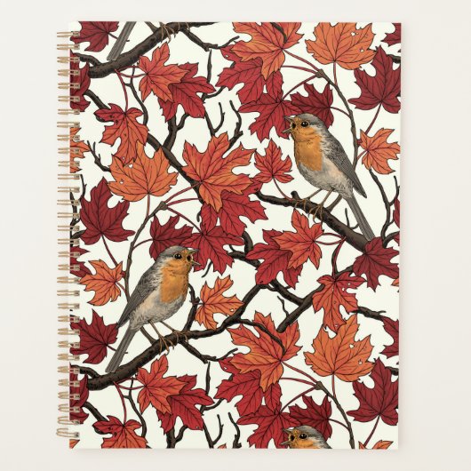 Robins in maple tree on off white planner (Voorkant)