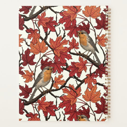 Robins in maple tree on off white planner (Achterkant)