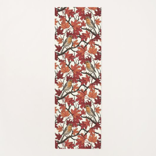 Robins in maple tree on off white yogamat (Voorkant)