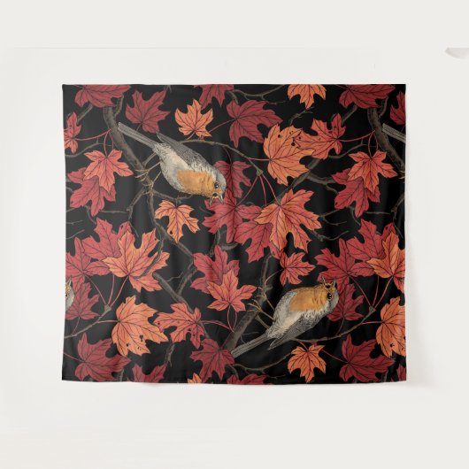 Robins in maple tree wandkleed (Voorkant (horizontaal))
