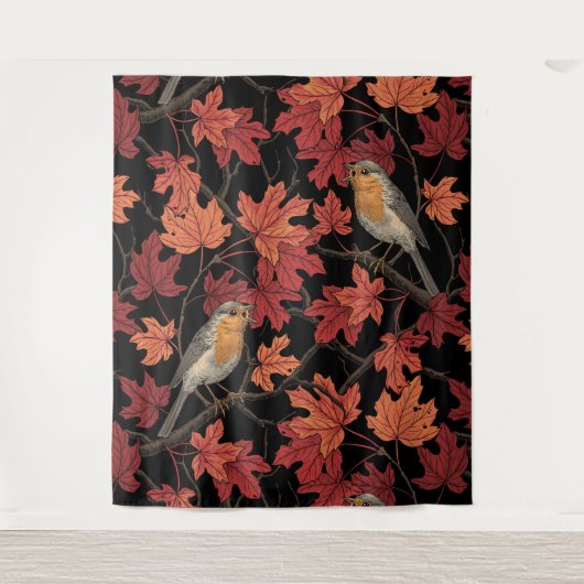 Robins in maple tree wandkleed (Voorkant)