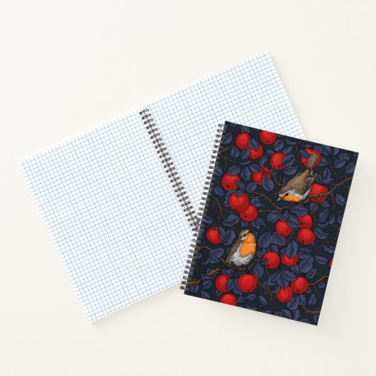 Robins in the apple tree/blue and red  notitieboek (Binnen)