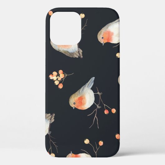 Robins, lijsterbessen, winterse waterverf. Case-Mate iPhone case (Achterkant)