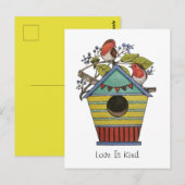 Robins met bosbessen en vogelhuiskunst briefkaart (Voorkant / Achterkant)