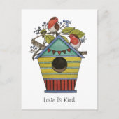 Robins met bosbessen en vogelhuiskunst briefkaart (Voorkant)