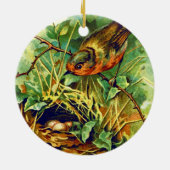 Robin's Nest Illustratie Keramisch Ornament (Achterkant)