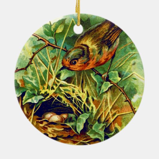 Robin's Nest  Illustratie Keramisch Ornament (Achterkant)