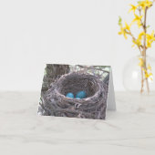 Robin's Nest met Blue Eggs blanco briefkaart (Gele Bloem)