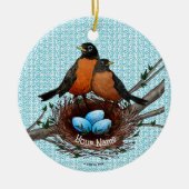 Robins Nest-Ornament Keramisch Ornament (Voorkant)