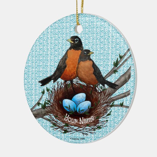 Robins Nest-Ornament Keramisch Ornament (Links)