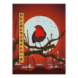 Robin's Twilight Perch Perfect Poster