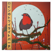 Robin's Twilight Perch Tegeltje (Voorkant)