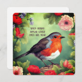 Robins verschijnen wanneer geliefden in de buurt z feestdagenkaart (Voorkant / Achterkant)