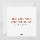 Robins verschijnen wanneer geliefden in de buurt z feestdagenkaart (Achterkant)