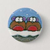 Robins Wearmuffs - Festive Robin Art Button (Voorkant)