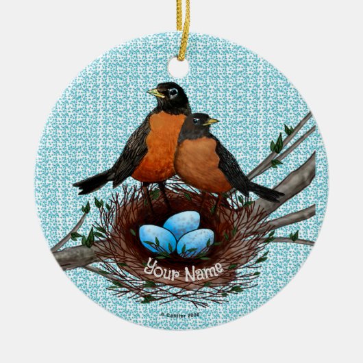 Robinsnest keramische kerstversiering keramisch ornament (Voorkant)