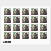 Robinson Crusoe en Parrot Poll Vierkante Sticker (Vel)