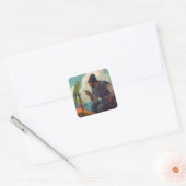 Robinson Crusoe en Parrot Poll Vierkante Sticker (Envelop)