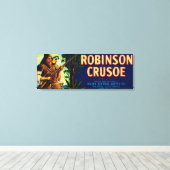 Robinson Crusoe Melon Label Niland, CA Canvas Afdruk (Insitu (Houten vloer))
