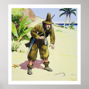 Robinson Crusoe, van 'Peeps in het verleden', publ Poster