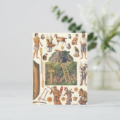 Robinson Crusoe,  Victoriaans papier Doll Toys Briefkaart (Staand voorkant)