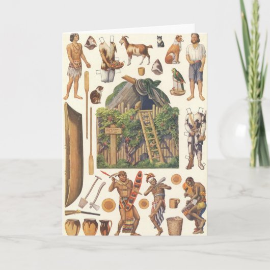 Robinson Crusoe,  Victoriaans papier Doll Toys Kaart (Voorkant)