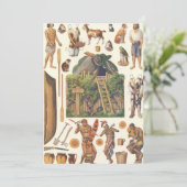 Robinson Crusoe, Victoriaans papier Doll Toys Kaart (Staand voorkant)