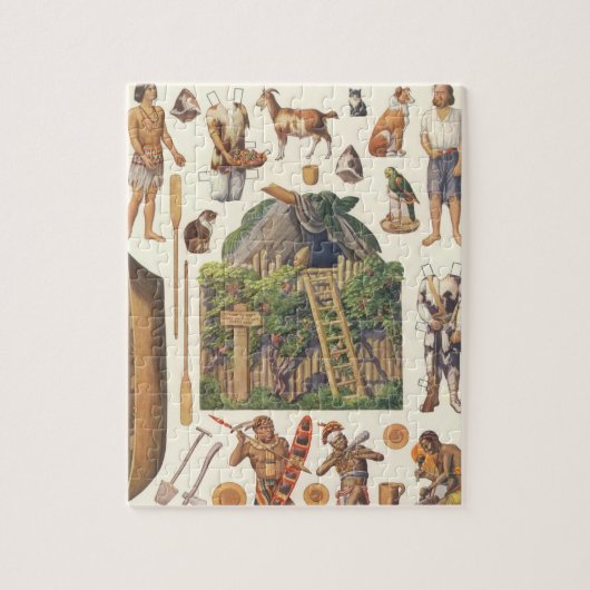 Robinson Crusoe,  Victoriaans papier Doll Toys Legpuzzel (Verticaal)