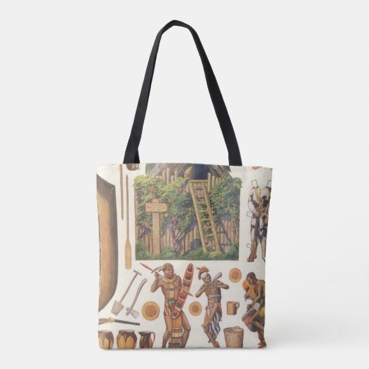 Robinson Crusoe,  Victoriaans papier Doll Toys Tote Bag (Achterkant)