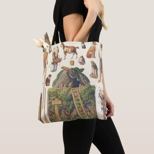 Robinson Crusoe,  Victoriaans papier Doll Toys Tote Bag (Dichtbij)